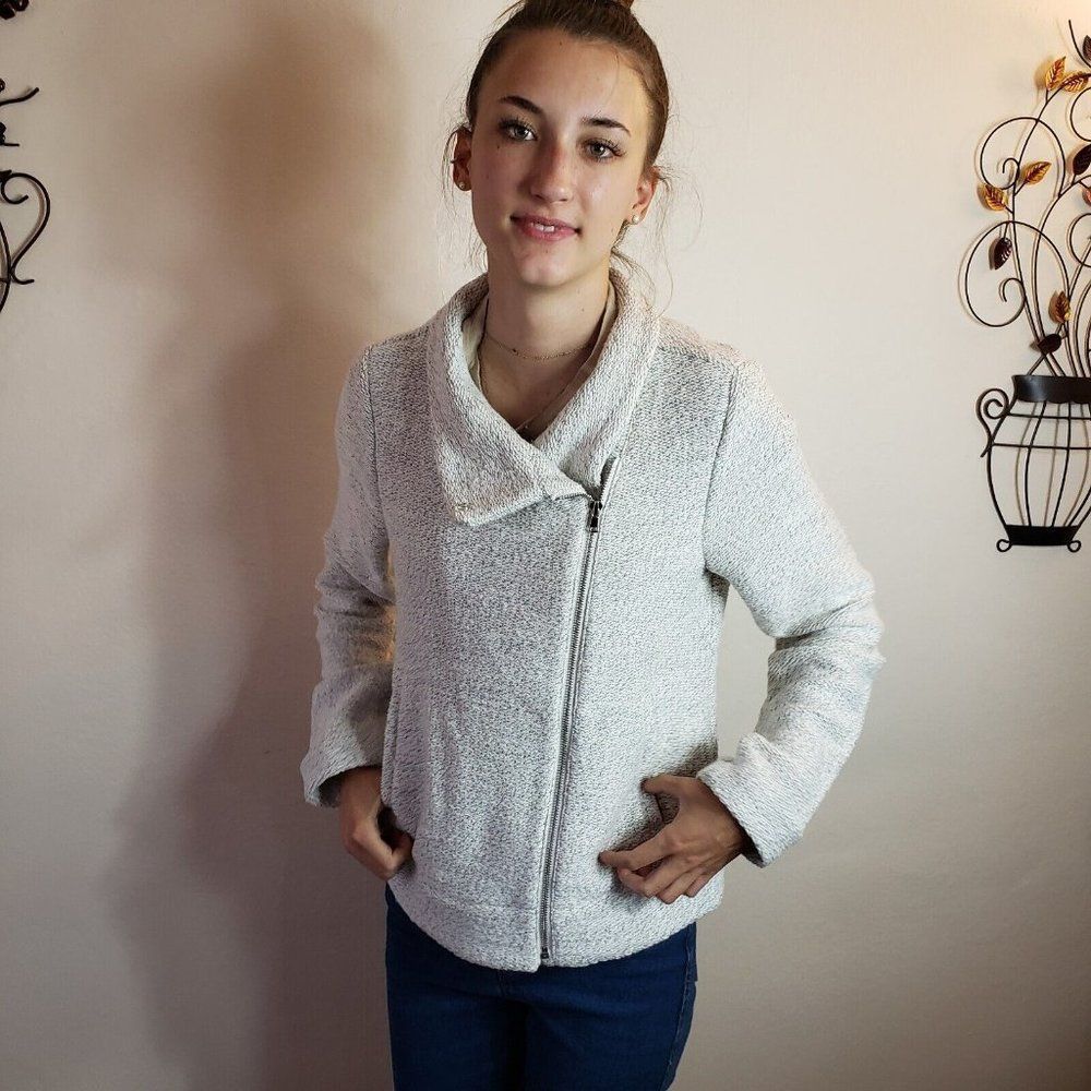Loft Cotton Gray Heathered Jacket Size Medium